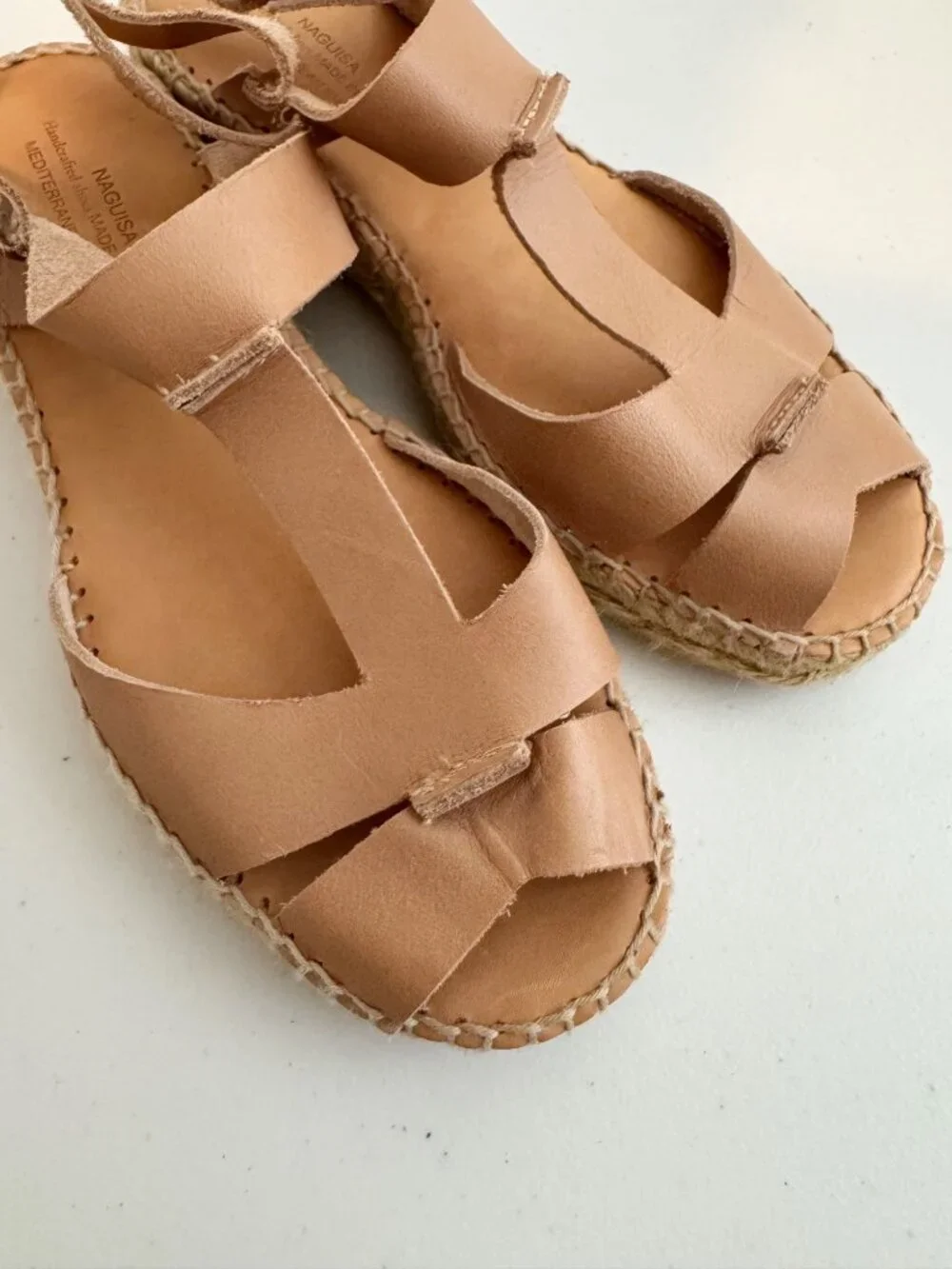 Naguisa Canto Espadrille Sandals Size 37 Tan Fisherman Artisan Quiet Luxury Chic